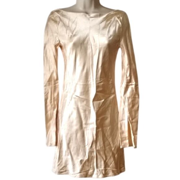 Kaia Gerber X Zara Limited Edition Satin Effect Mini Dress S Champagne - Picture 5 of 9